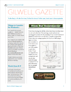 Spring Break Gilwell Gazette